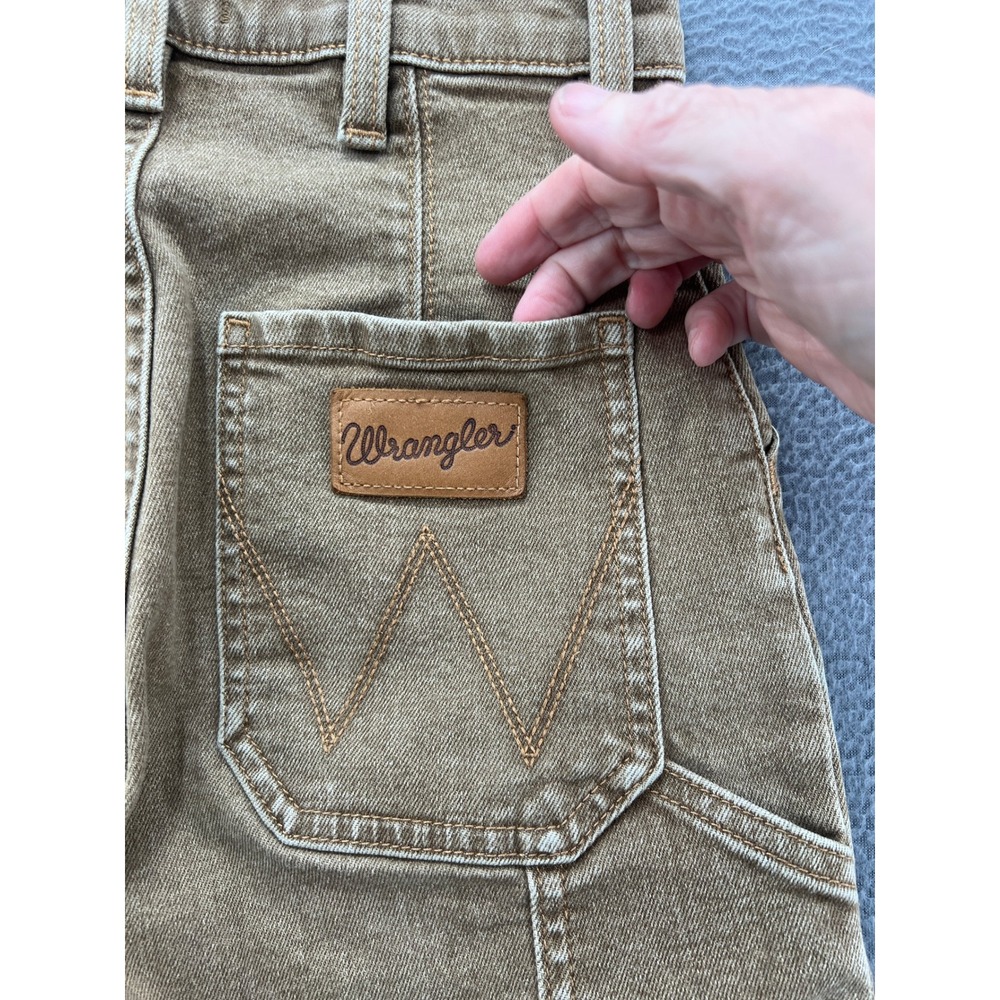 Wrangler Jeans Women's Size 25 Tan Brown Wide Leg Crop High Rise Patch Pocket - Picture 10 of 14